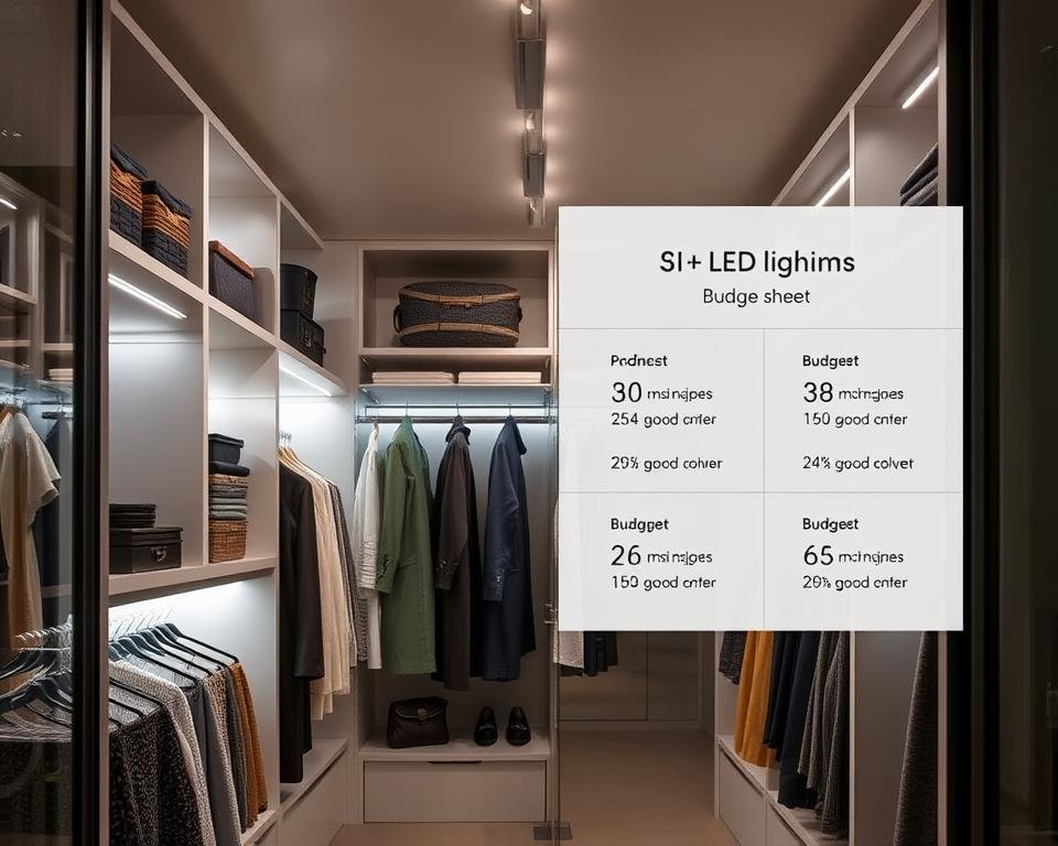 Orçamento para iluminação de closet