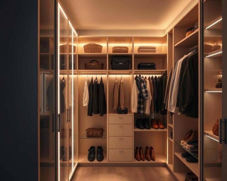 iluminação inteligente para closet