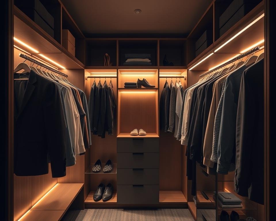 iluminação para closets pequenos