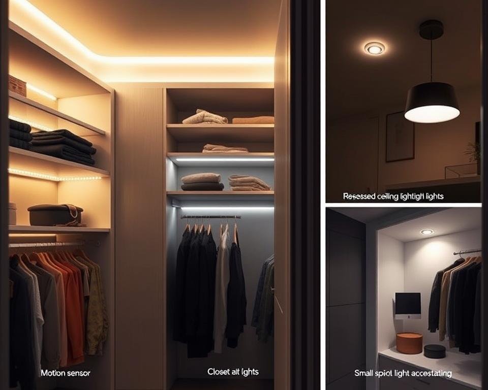 tipos de iluminação para closet