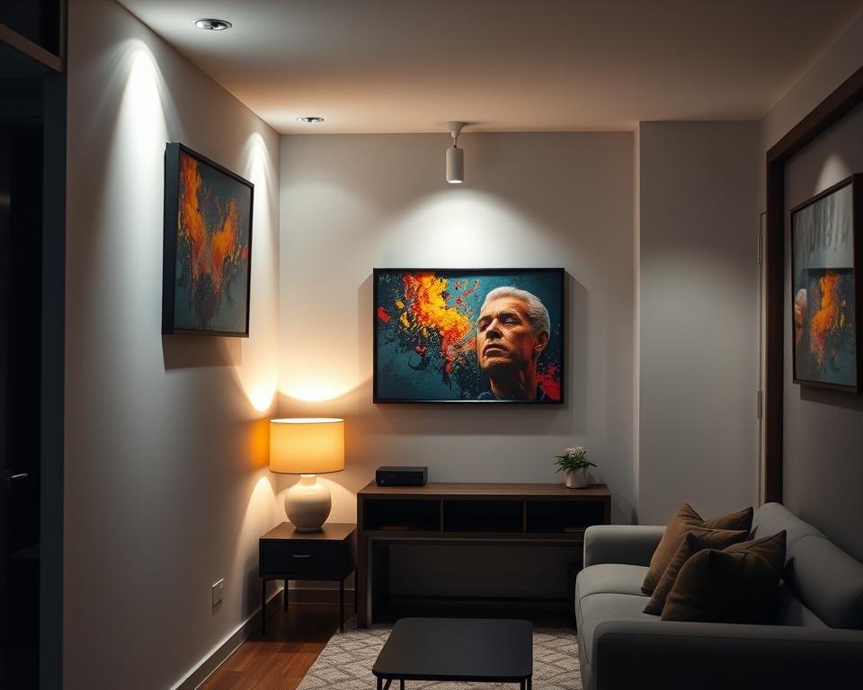 Iluminação para quadros em apartamentos