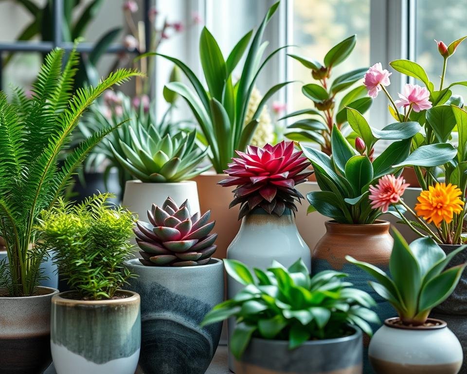 combinação plantas e vasos