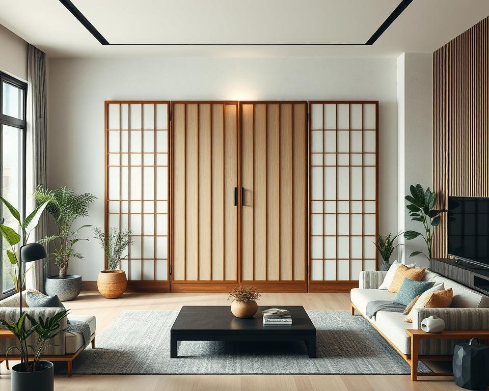 Biombo japonês em decoração moderna