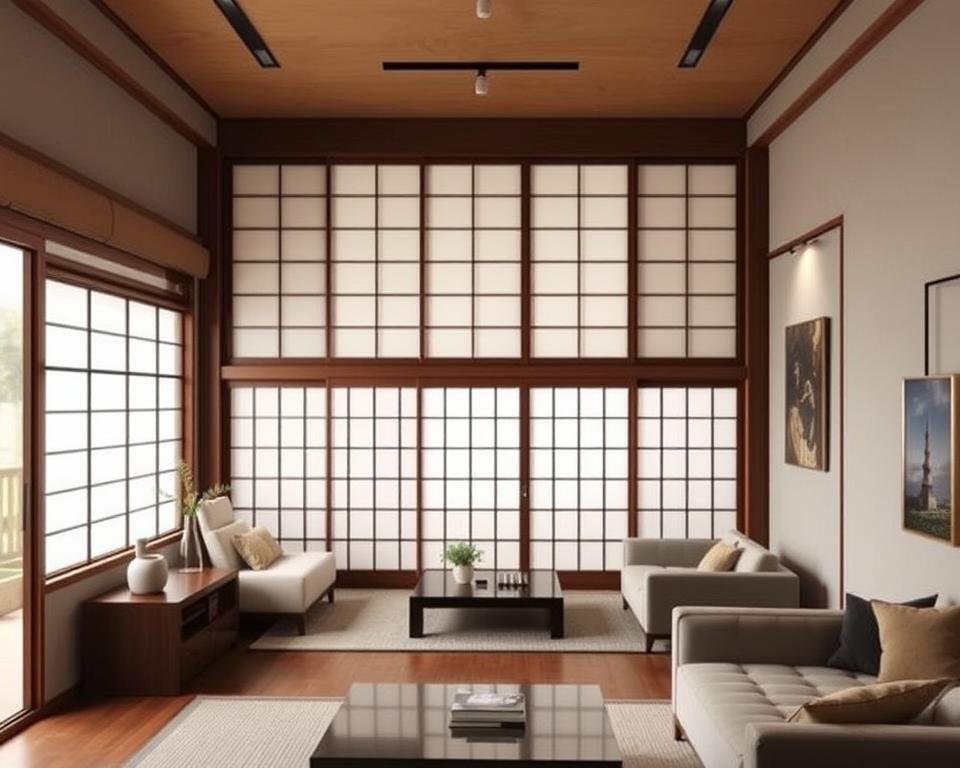 Divisória japonesa em ambiente compacto