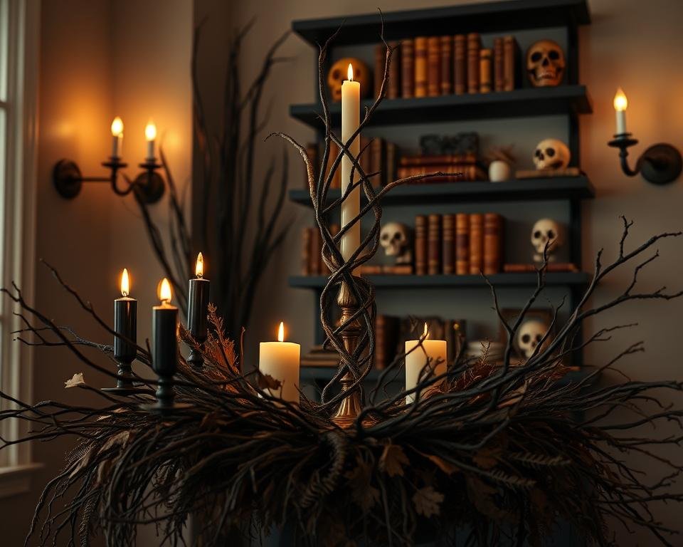 Decoração vertical de Halloween para espaço pequeno