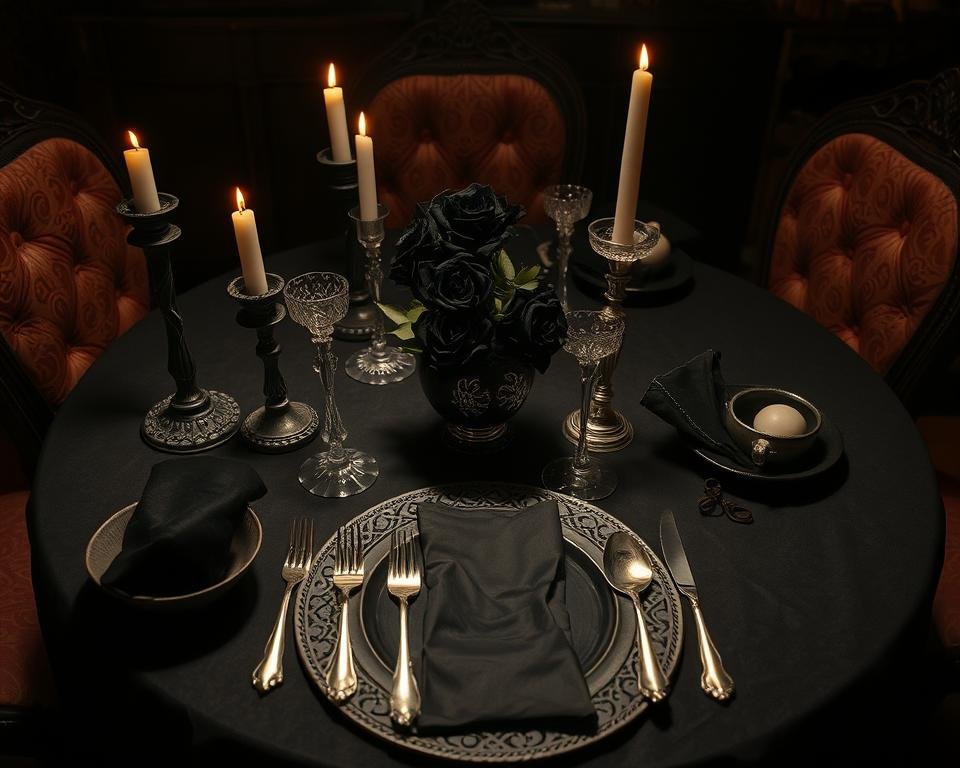 Fotografia de mesa de Halloween decorada