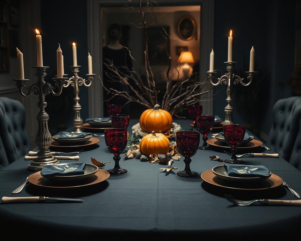 Mesa de Halloween em Apartamento Pequeno