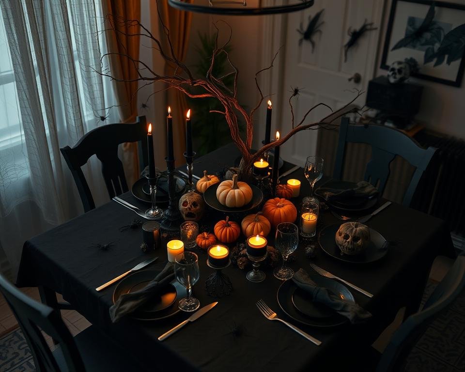 Mesa de Halloween para apartamento pequeno
