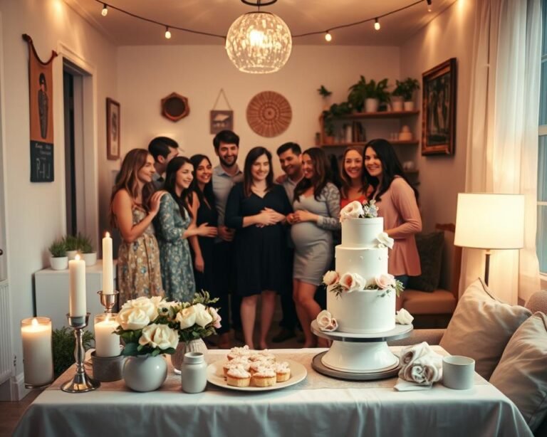 decoração chá revelação espaço pequeno